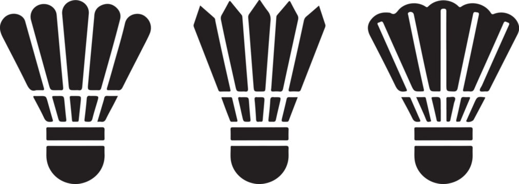 Three badminton shuttlecock illustrations