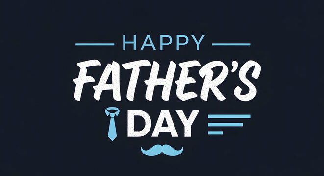 Happy fathers day greeting card design with tie and mustache