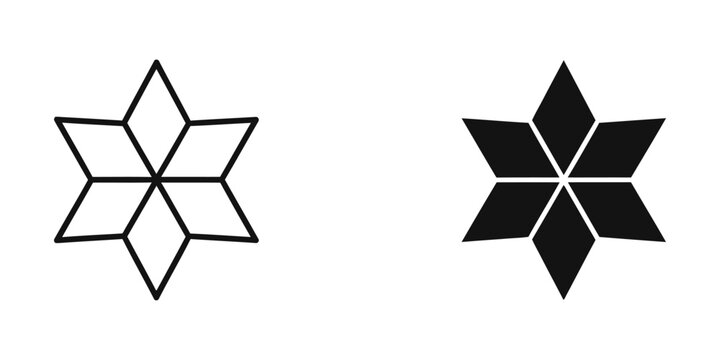 Geometric six pointed star shape vector illustration with sacred geometry line art modern art