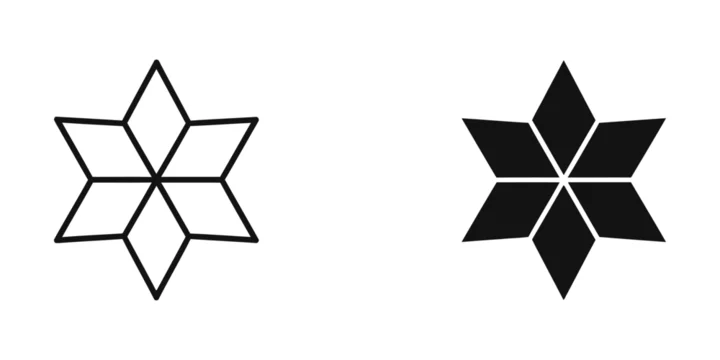 Geometric six pointed star shape vector illustration with sacred geometry line art modern art