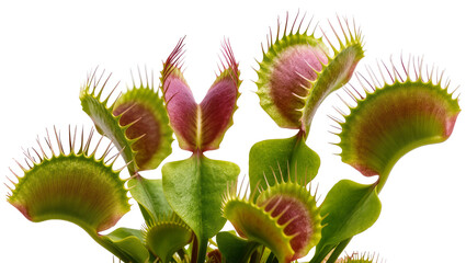 Dionaea muscipula Venus flytrap plant with open jaws and sharp teeth, isolated on transparent background © TONSTOCK