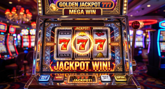 Casino Slot Machine Jackpot Win.