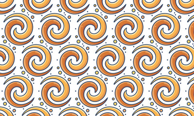 Fototapeta premium Dimensional swirl seamless repeat pattern with caramel amber gradient spiral, bakery and food inspired design