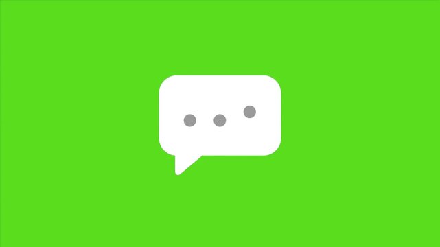 Flat Design Chat Bubble Loading Loop Animation - Green Screen & Black Background