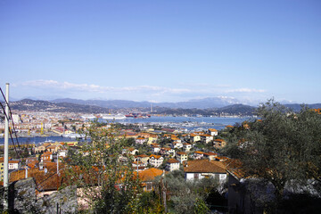 Fototapeta premium Aerial view of la spezia a beautiful town in italy