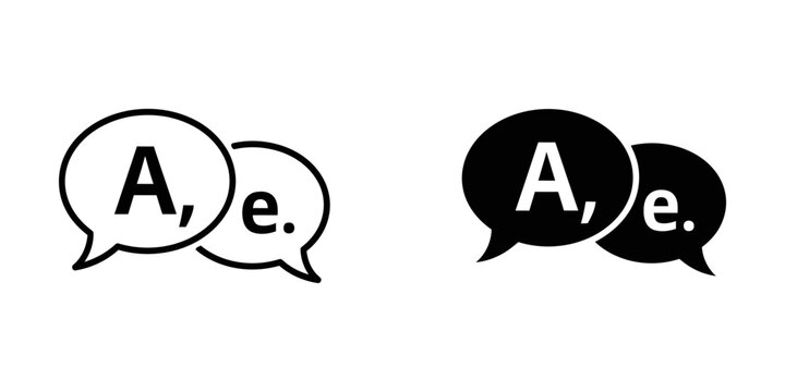 Language translation and communication dialogue speech bubble icons with translation, language