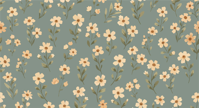 Cute floral background pattern with vibrant spring colors