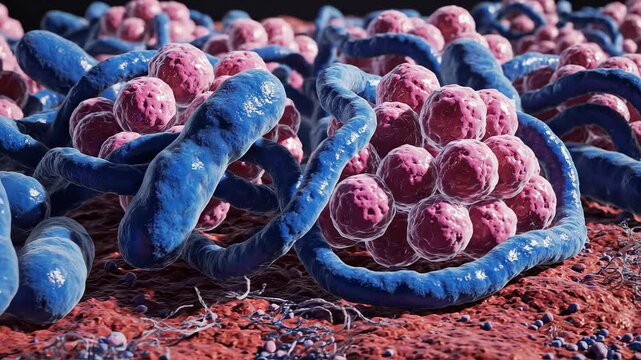 Microscopic view of bacteria and cells perfect for UI/UX elements and digital motion graphics