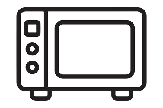 Simple line drawing of a microwave oven with buttons and a door handle
