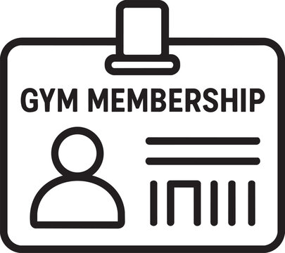 Gym membership id access card graphic element for fitness gym sport healthy lifestyle vector line icon