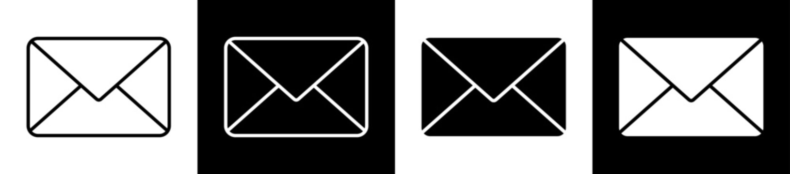 Email White Black Icon Vector Illustration
