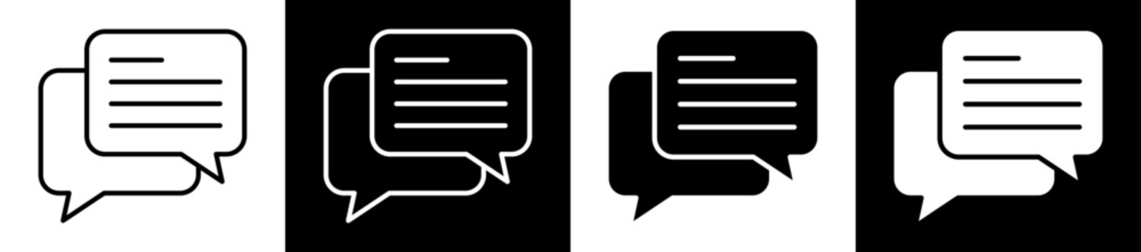 Chat Bubble White Black Icon Vector Illustration