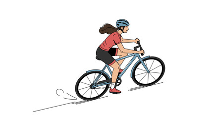 Obraz premium Woman riding a bicycle on a white background, illustration