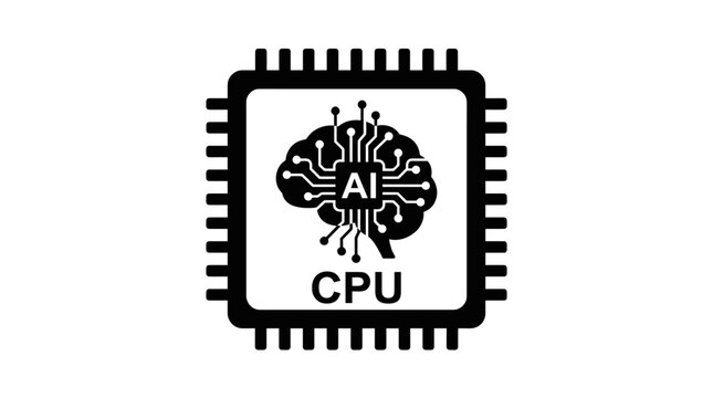 Artificial intelligence cpu icon with brain circuit design