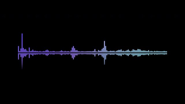 Colorful audio waveform spectrum visualizer on black background. Digital music equalizer animation for sound technology and media projects