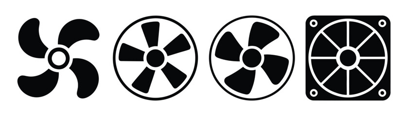 Obraz premium Ventilation Icon Hand Drawn Illustration with Exhaust Fan Silhouette Vector Set Isolated on White Background Design