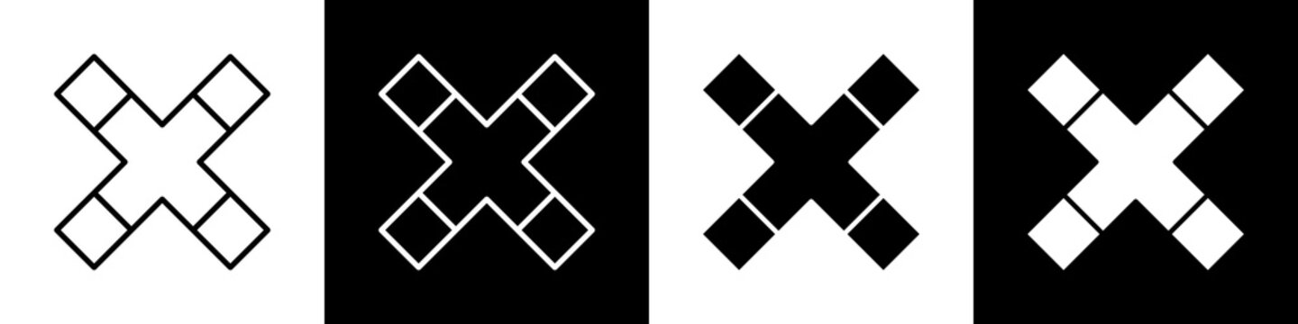  Railroad Crossing black and white icon design concept