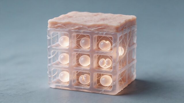 High tech 3D grid scaffold supporting dermal cells growth for skin lifting