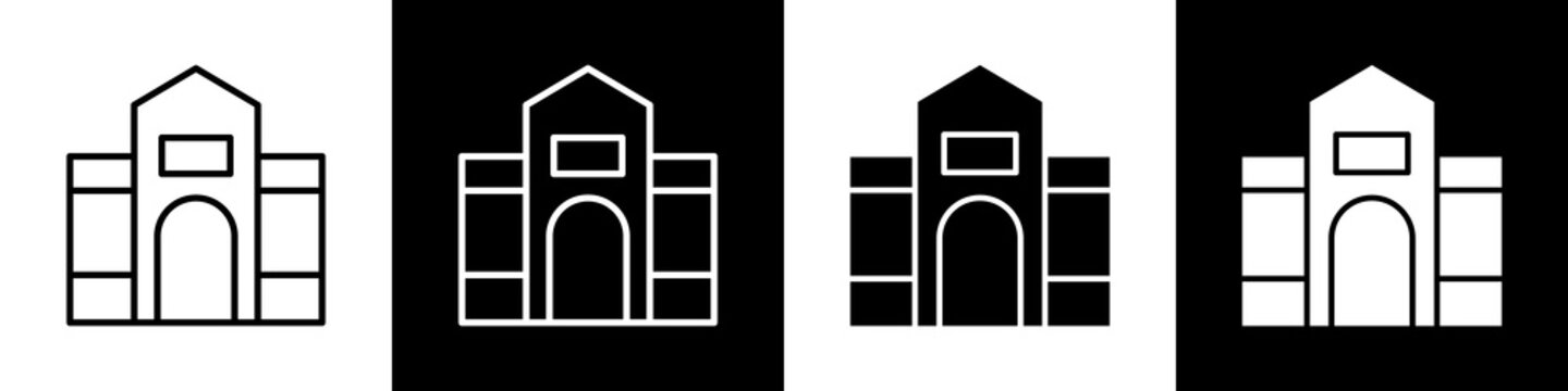  Train station black and white icon design concept
