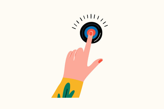 Digital fingertip connecting with glowing haptic sensor interface