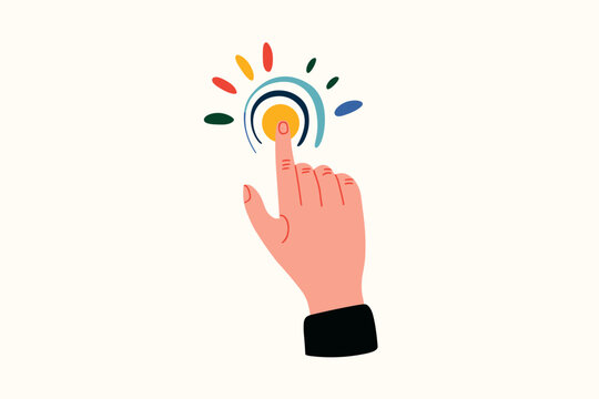 Digital fingertip connecting with glowing haptic sensor interface