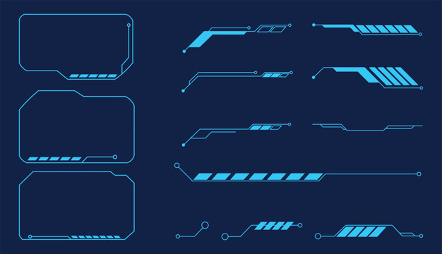 Smart agriculture HUD interface frames and drone crop monitoring callout lines. Vector illustration of neon blue futuristic precision farming screens, tech pointer elements, and digital telemetry.