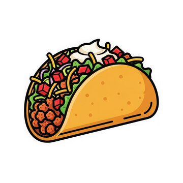 Delicious beef taco isolated on transparent background