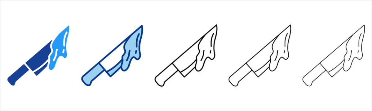 Knife  Icon In Different Color And Outline Style 