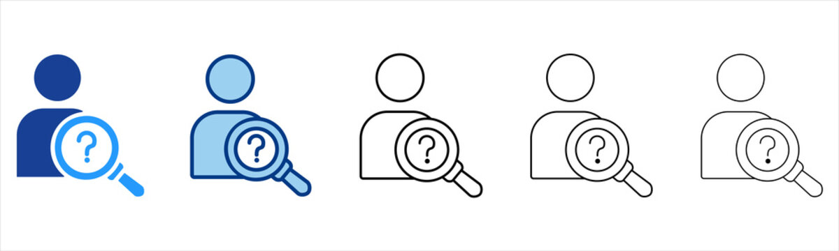 Suspect  Icon In Different Color And Outline Style 