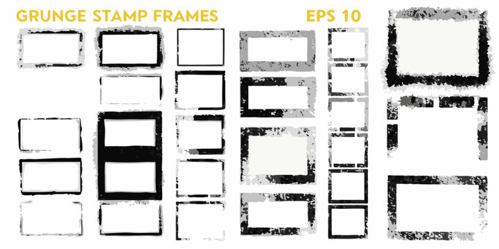 grunge stamp frames set distressed rectangular vector elements