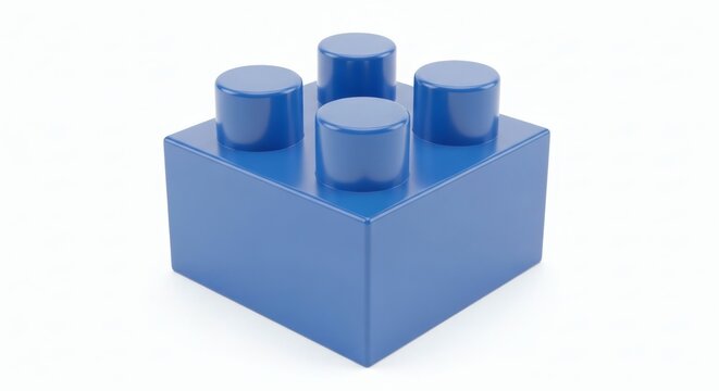 Isolated Blue Building Block on White Background for Creative Concepts.