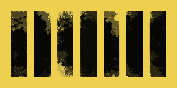 abstract vector composition of distressed vertical rectangles on yellow