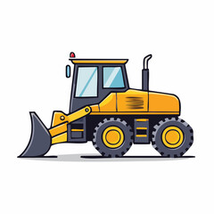 Fototapeta premium Cartoon illustration of a yellow front loader construction vehicle