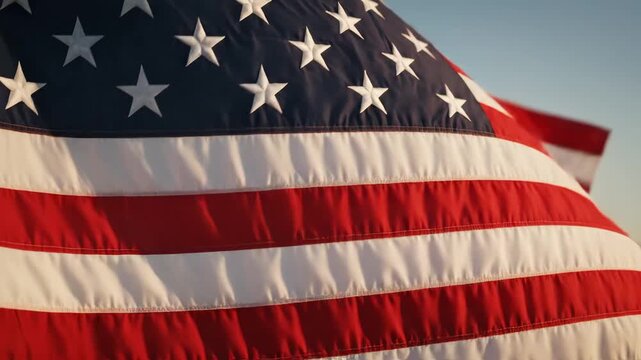 American flag waving in the wind highlighting vibrant colors and contemporary design