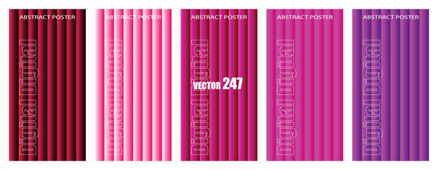 Fototapeta premium Set of five vertical striped patterns in shades of pink, magenta and purple colors