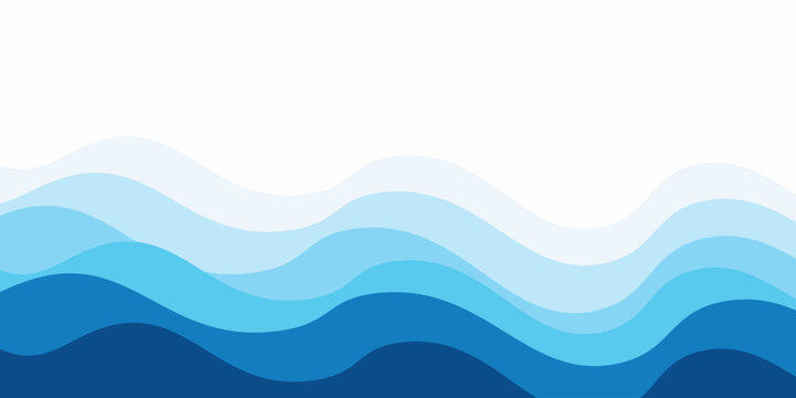 Seamless sea waves layered vector background. Blue ocean waves. Water wave pattern design.