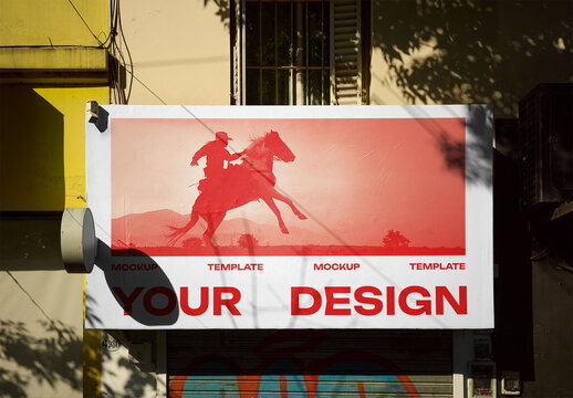 Mockup Of Customizable Horizontal Sign In City