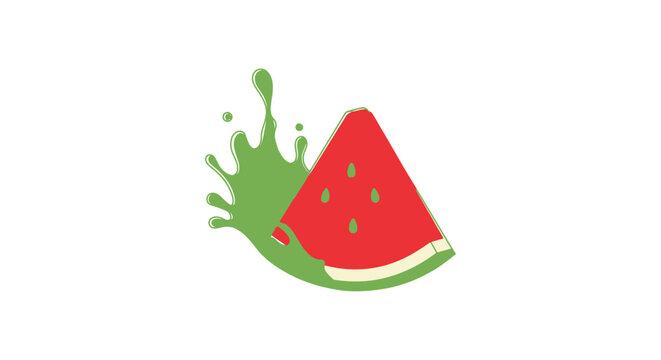 Watermelon slice with splash flat vector illustration on white background
