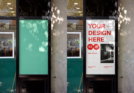 Mockup Of Customizable Vertical Signage