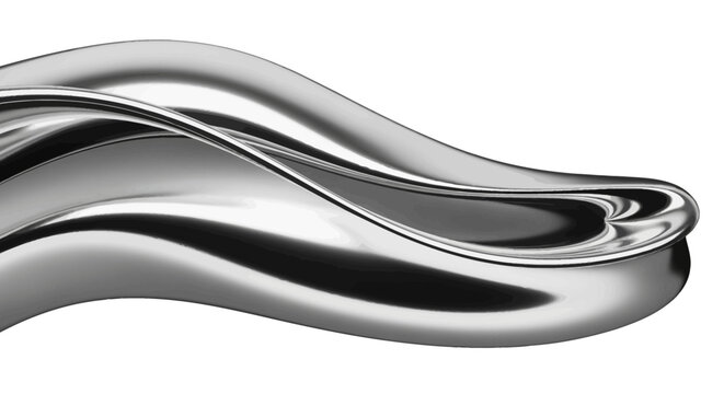 Abstract Chrome Wave Form: Fluid Metal Sculpture with Reflective Surface