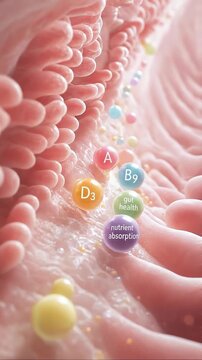 Gut health benefits from nutrient absorption in digestive tract with vitamin support for gut lining enhancing overall nutrient uptake and wellness in digestive system tract lining
