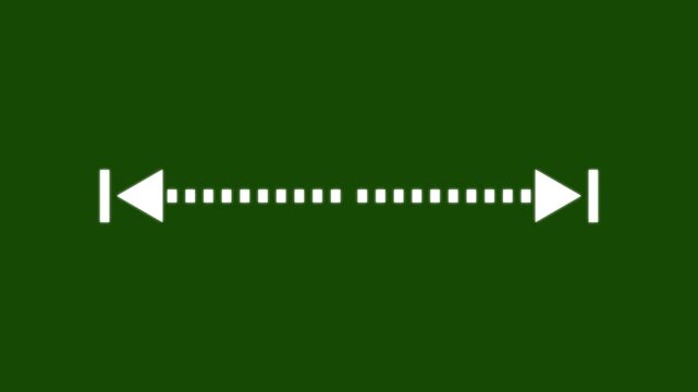 4K Green Screen animation, simple two arrows sliding with dotted line path, UI UX element for web and app interface, loop.