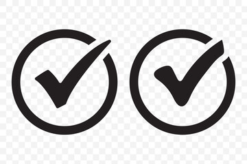 Green check mark, isolated tick symbols, checklist signs, and an approval badge. Flat and modern checkmark design, vector illustration. © Daishin