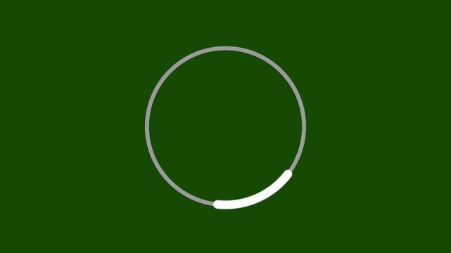 4K Green Screen animation, minimalist circular line loading loader icon, smooth rotating motion graphic for UI, seamless loop.