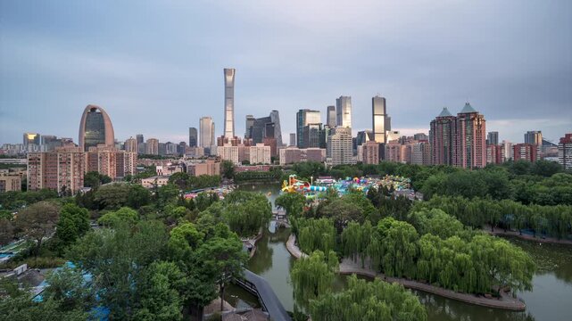 Beijing CBD skyline, Tuanjiehu Park extension and core business district building complex