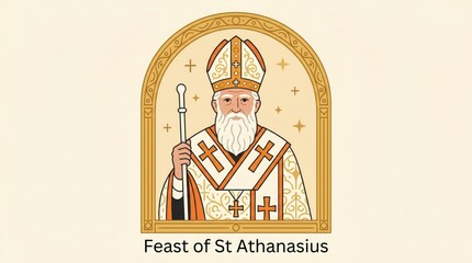 Fototapeta premium St Athanasius, Feast Day Celebration, Christian Icon, Religious Figure