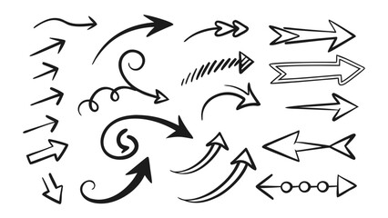 Fototapeta premium Hand-drawn arrow collection vector illustration handdrawn illustration collection direction movement