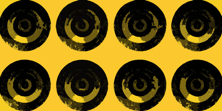 distressed circle pattern with grunge texture yellow background
