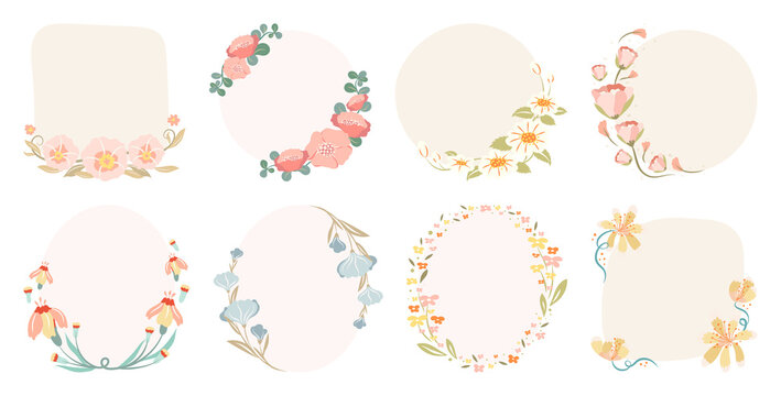 PNG Floral decorative frames collection on transparent background
