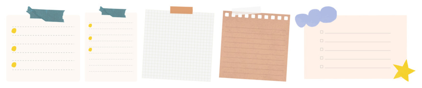 PNG Colorful notepad paper templates element set on transparent background